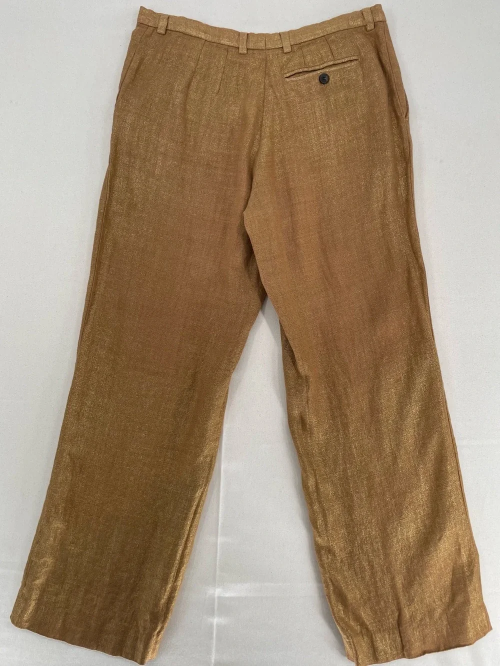 Dries Van Noten Men's Gold-Tan Linen Blend Chinos